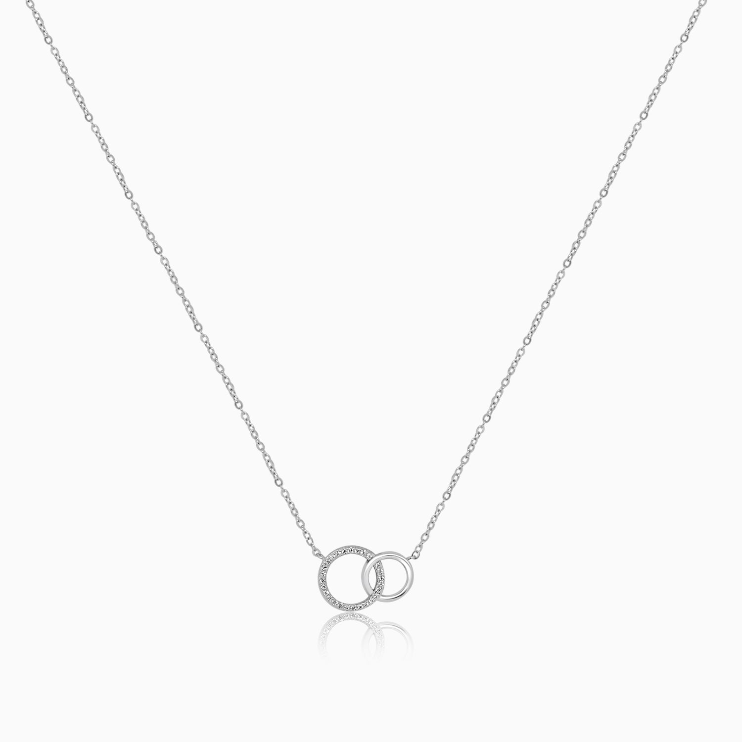 Silver Sparkling Intertwined Rings Necklace