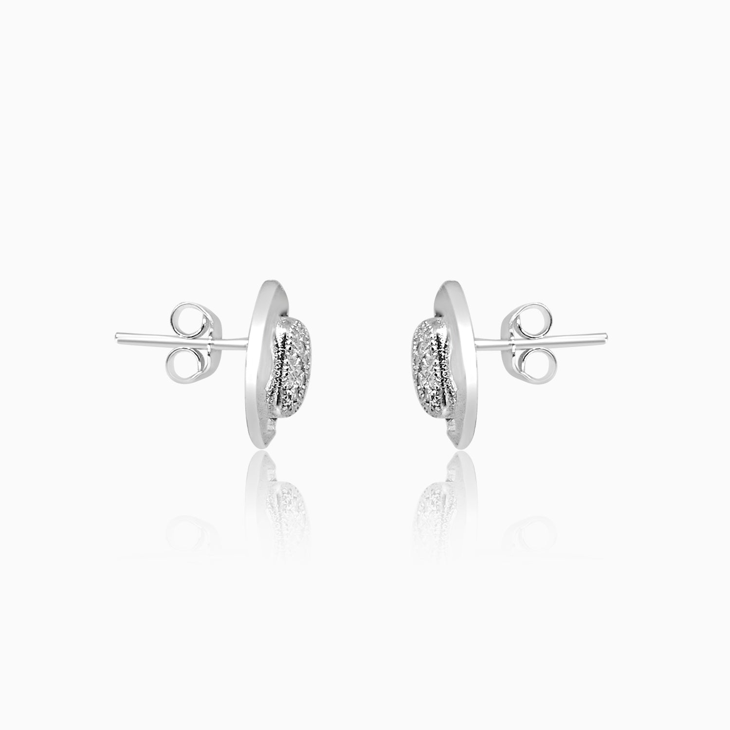 Silver Sparkling Square Highlight Earrings