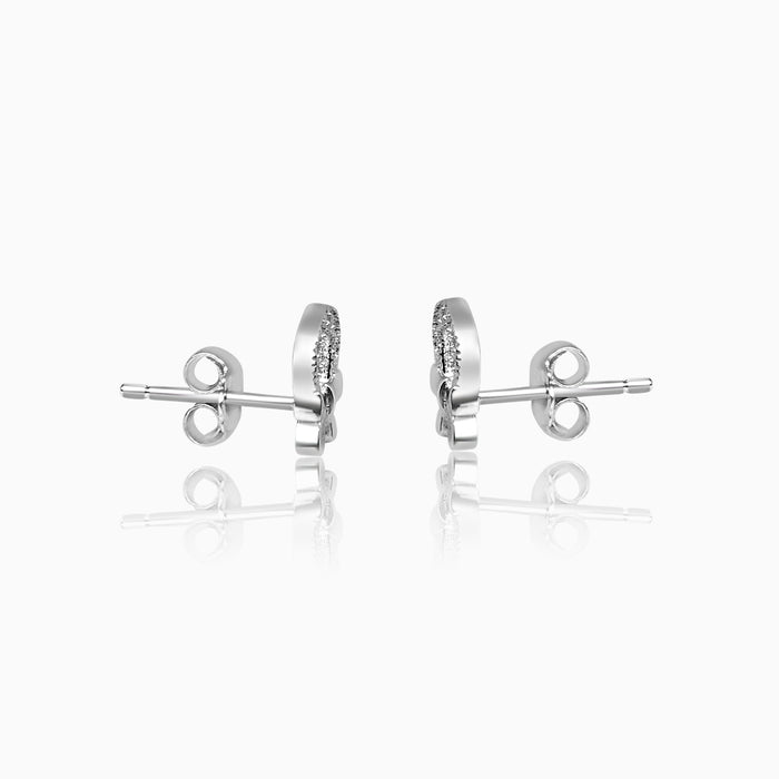 Silver Sparkling Horseshoe Bow Earrings