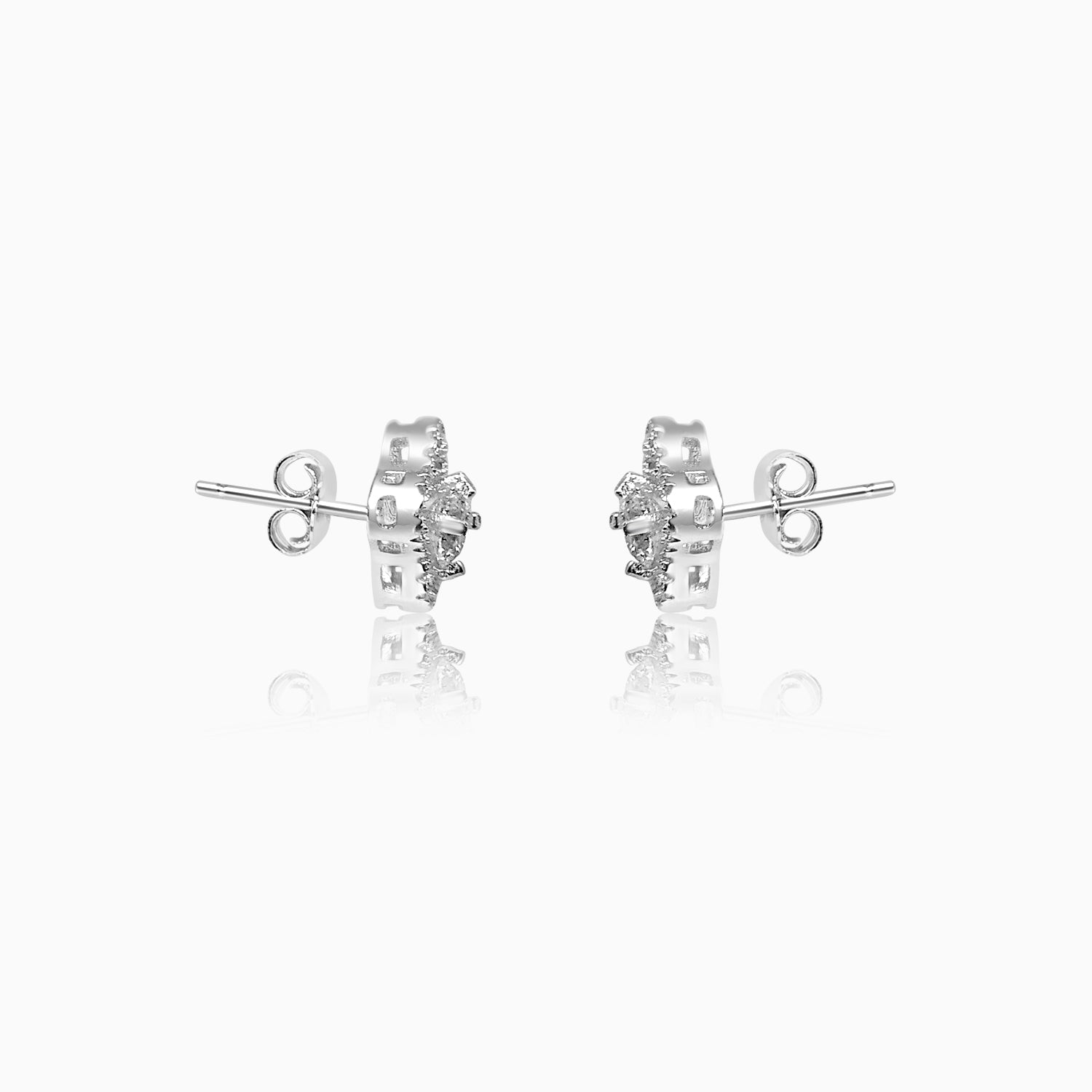 Silver Sparkling Solitaire Stud Earrings