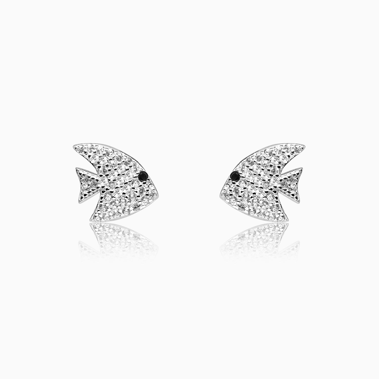 Silver Sparkling Queen Angel Fish Earrings
