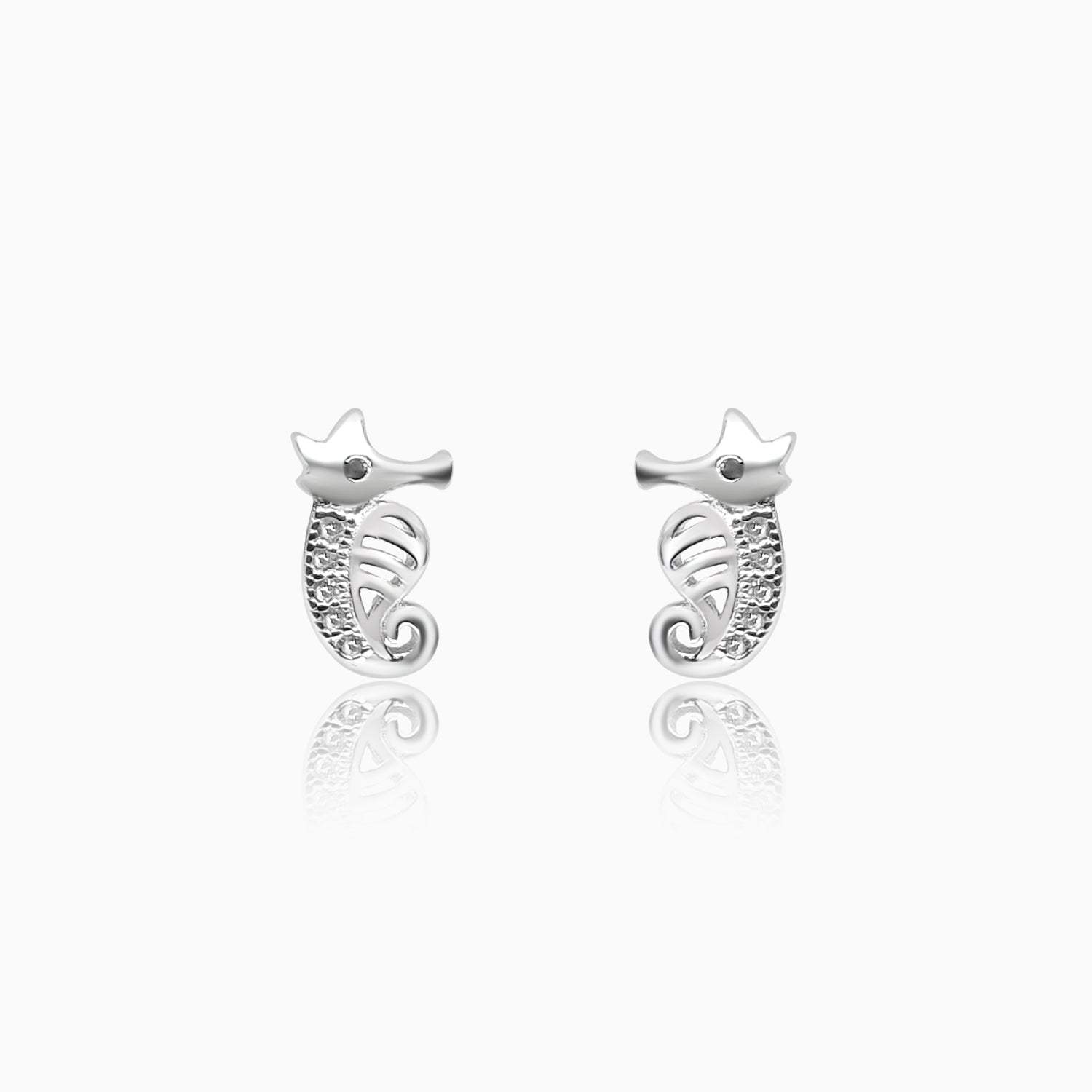 Silver Sparkling Sea Horse Earrings