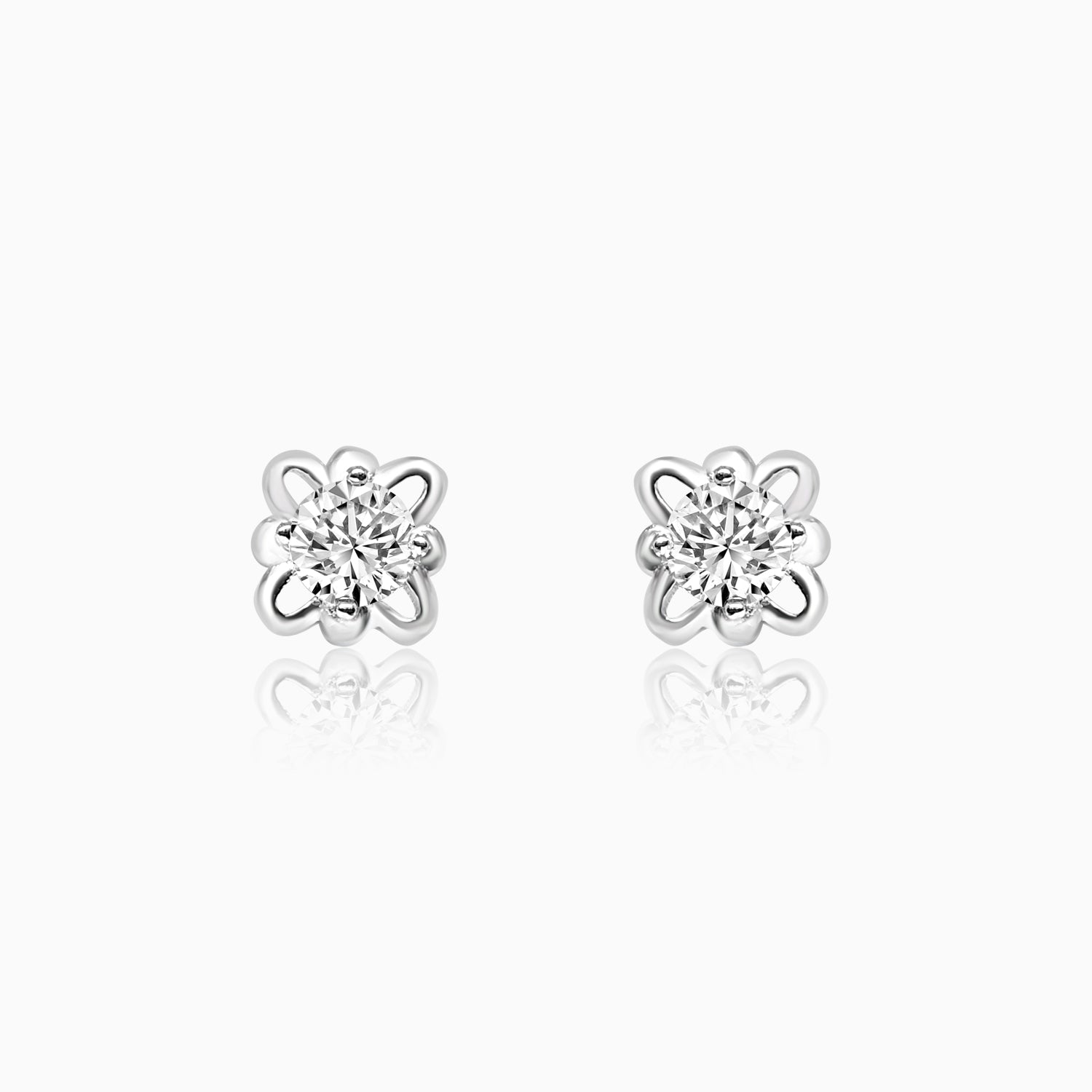 Silver Solitaire Highlight Earrings