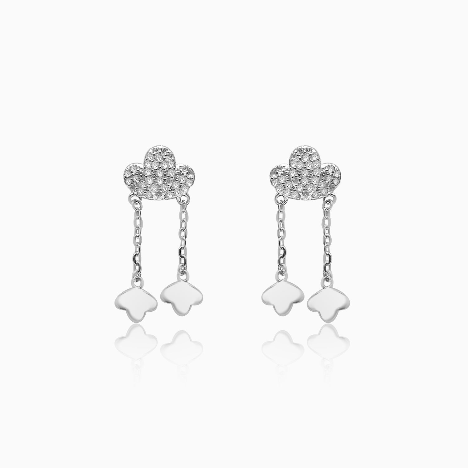 Silver Sparkling Shrub with Danglers Earrings