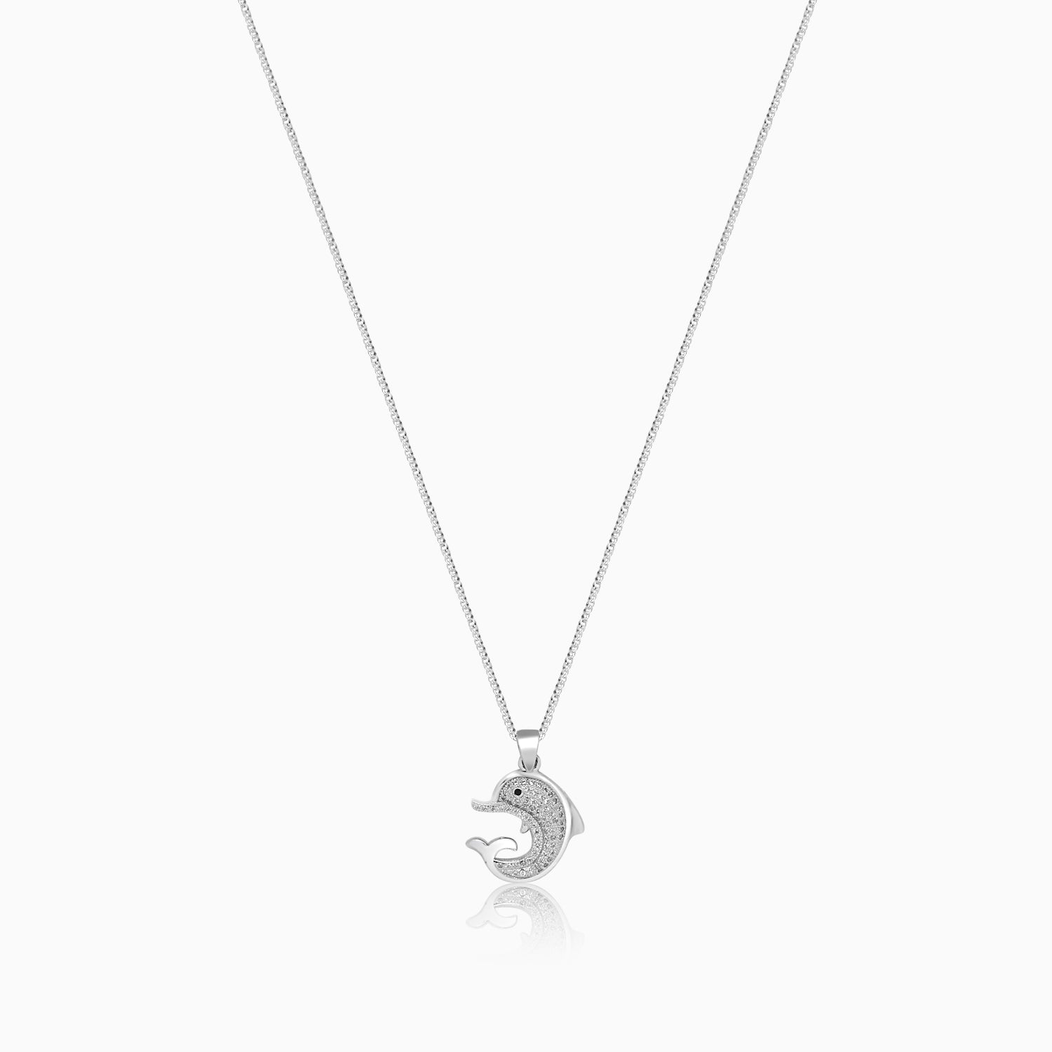 Silver Sparkling Dolphin Pendant