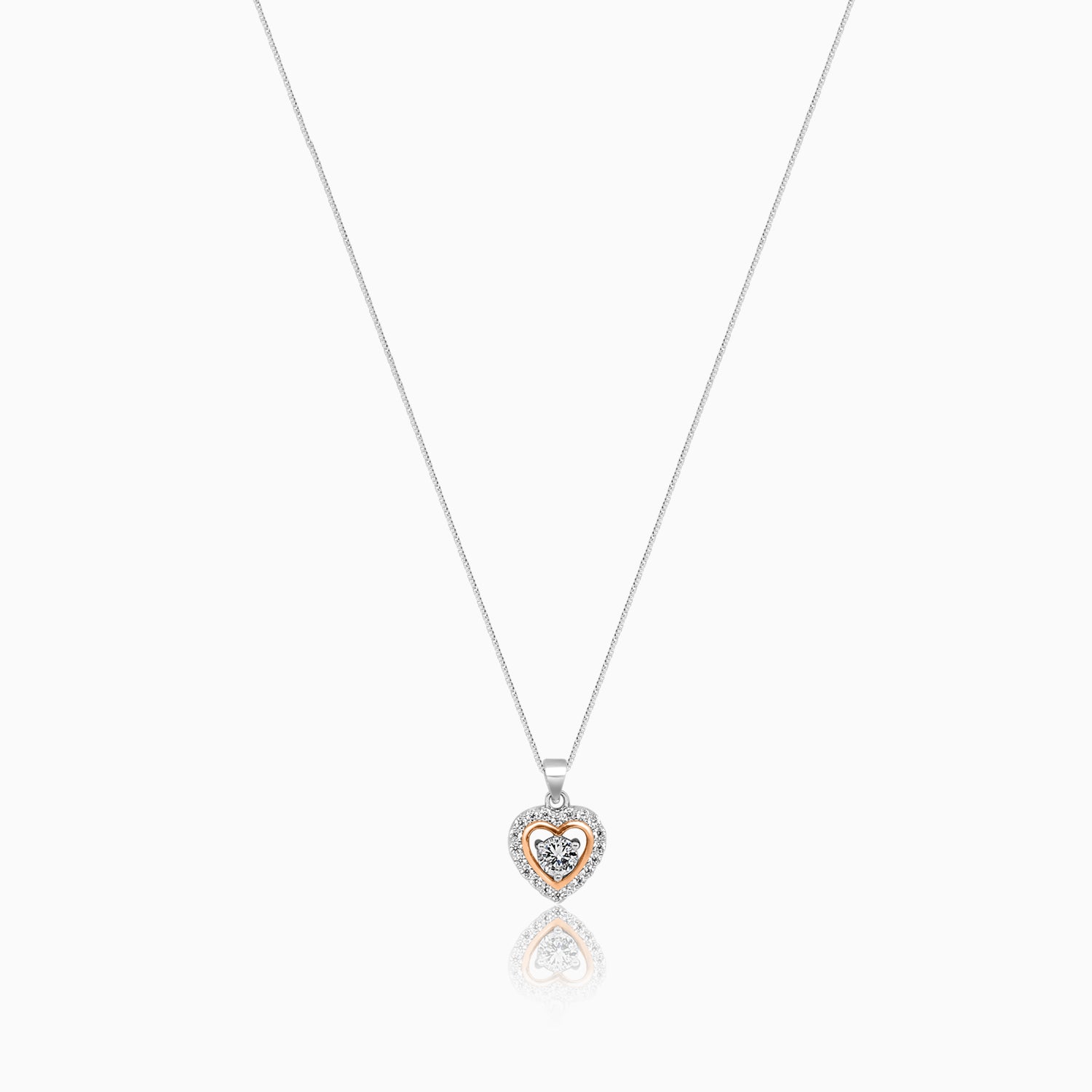 Silver Rose Gold Inline Solitaire Pendant