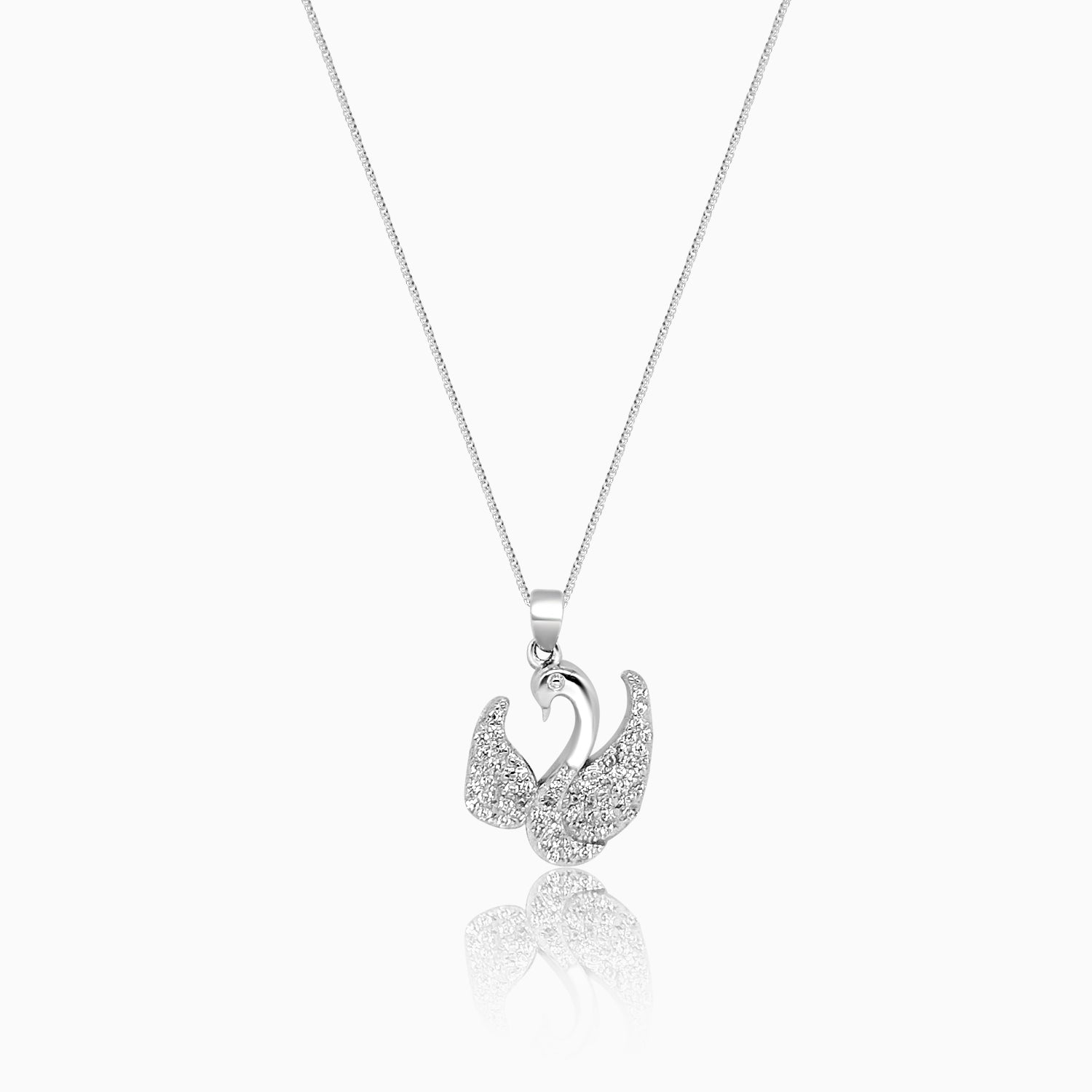 Silver Sparkling Swan Pendant