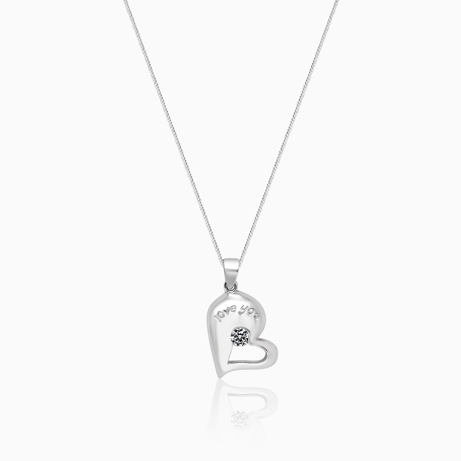 Silver Love You Miss You Solitaire Two in One Pendants