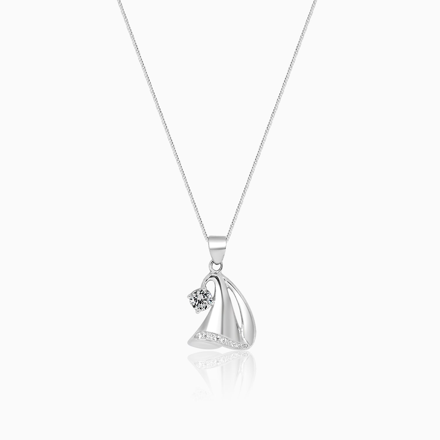 Silver Dangling Solitaire on Christmas Cap Pendant
