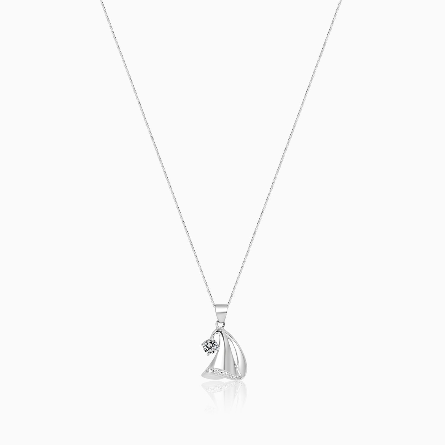 Silver Dangling Solitaire on Christmas Cap Pendant