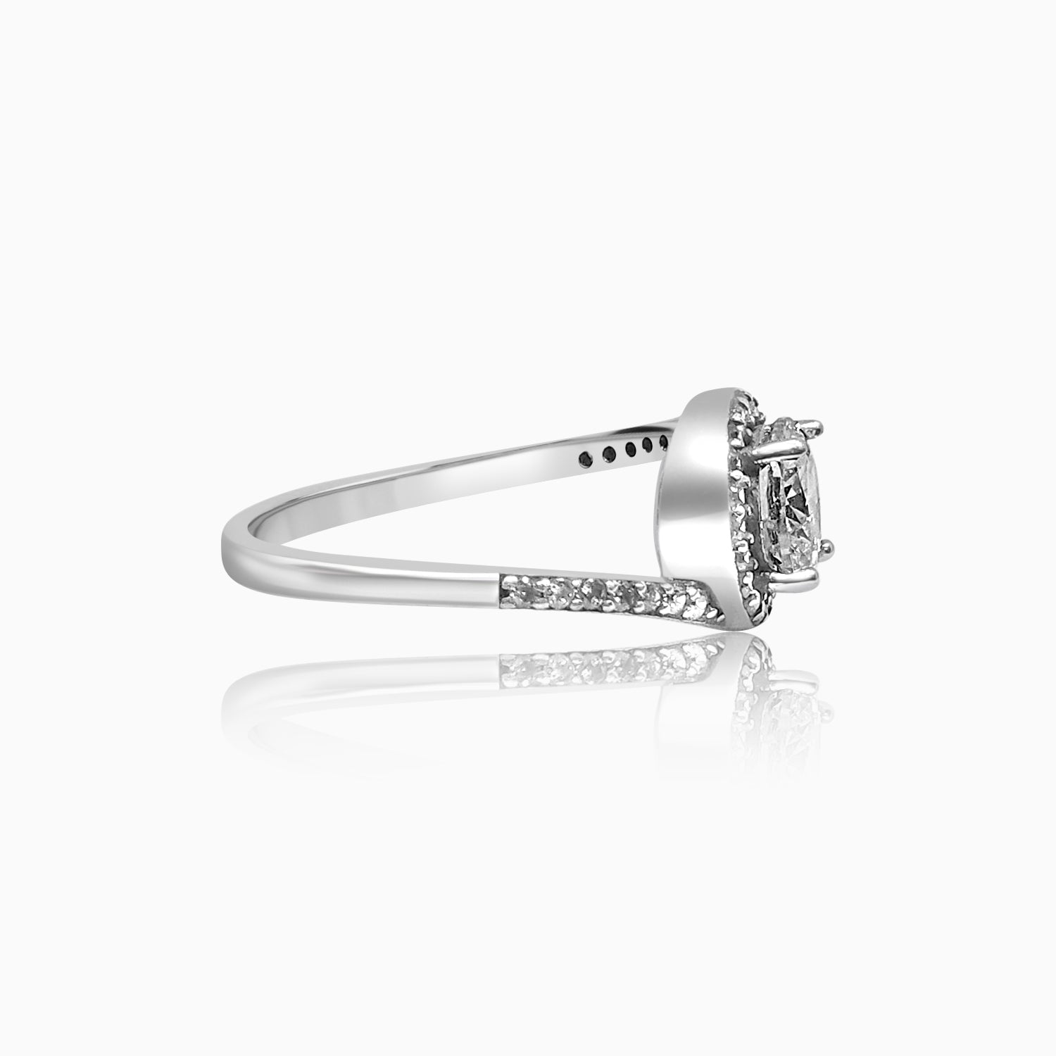 Silver Solitaire Curved Ring