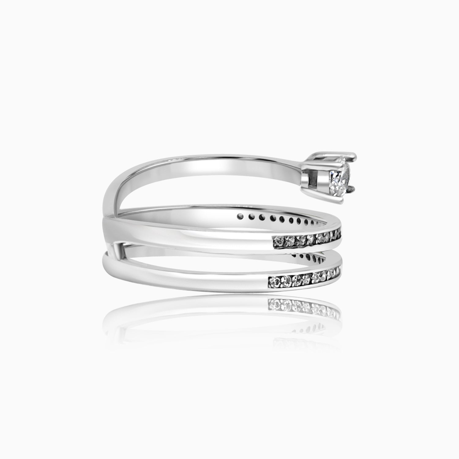 Silver Three Line Shimmer Ring