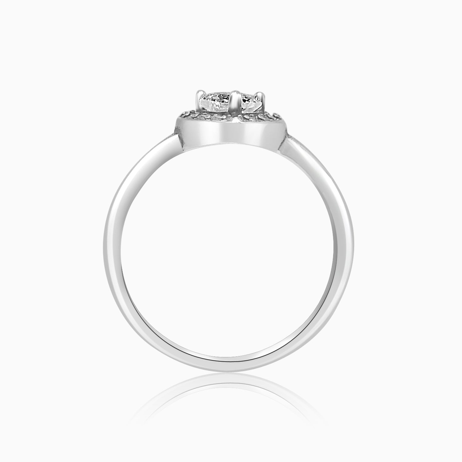 Silver Sparkling Heart Solitaire Ring