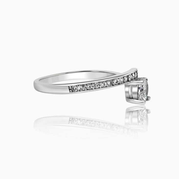 Silver Little Solitaire Band Ring