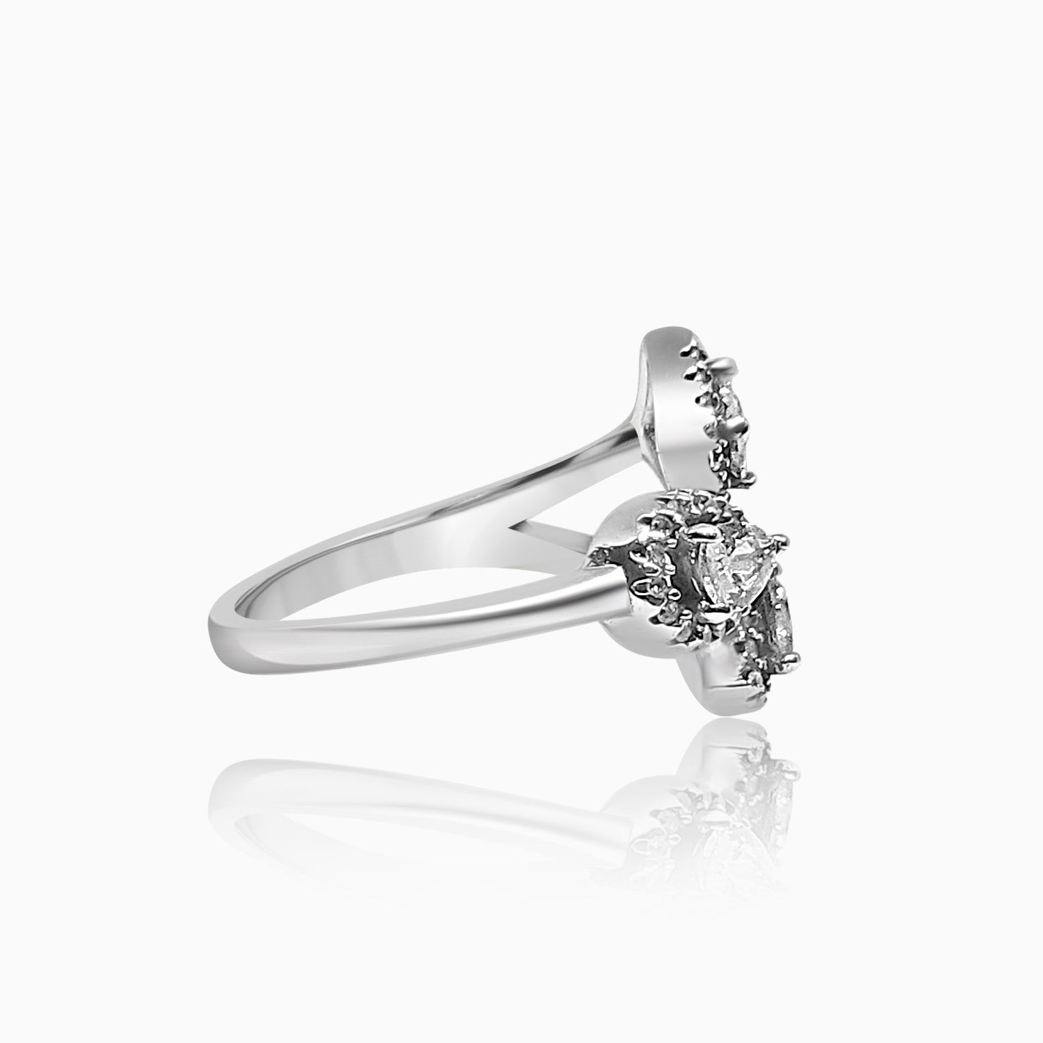 Silver Sparkling Tres Solitaire Ring
