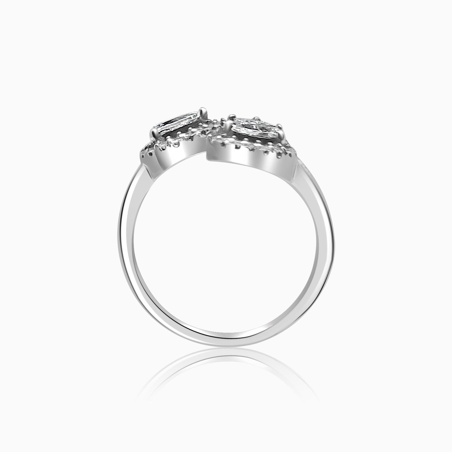 Silver Sparkling Tres Solitaire Ring