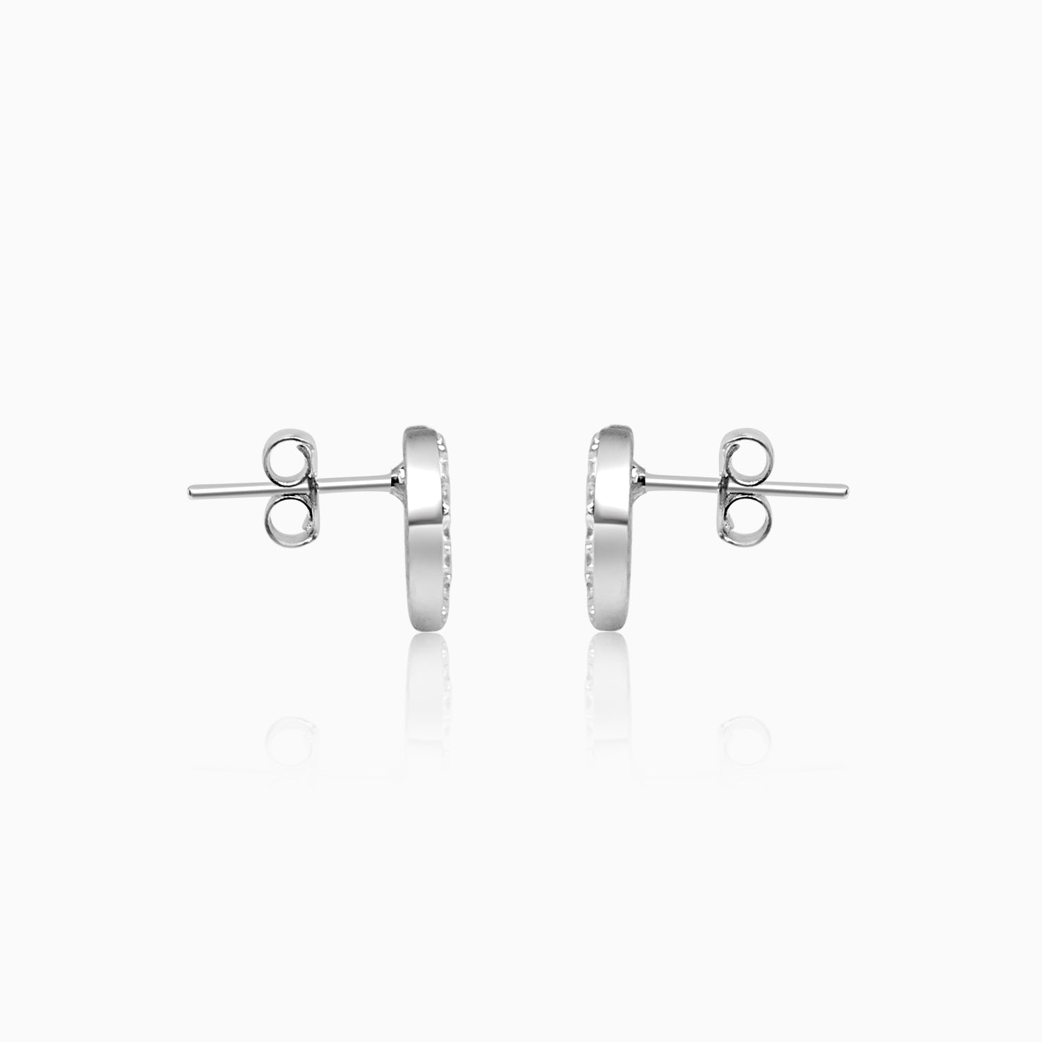 Silver Intertwined Sparkling Oval Earrings