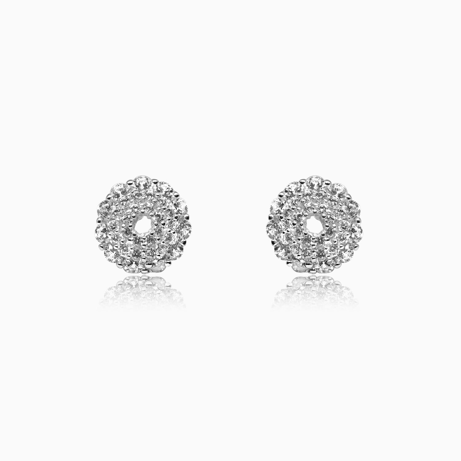 Silver Sparkling Step Dome Earrings