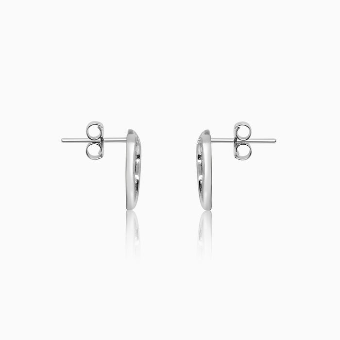 Silver Half Shimmer Heart Earrings