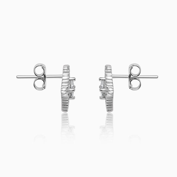 Silver Sparkling Intricate Squares Earrings