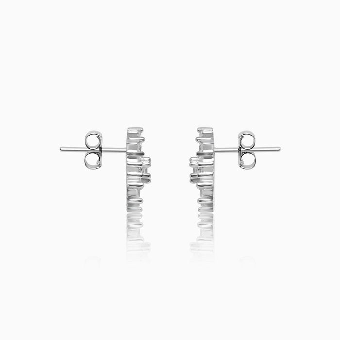 Silver Shimmer Daisy Flower Earrings