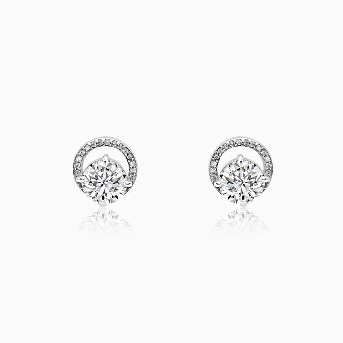 Silver Sparkling Quintess Solitaire Earrings