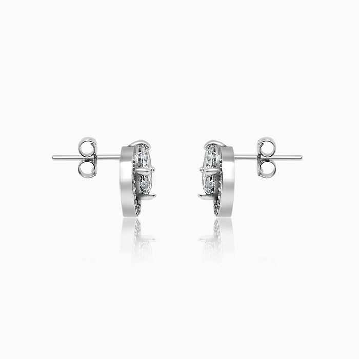 Silver Sparkling Quintess Solitaire Earrings