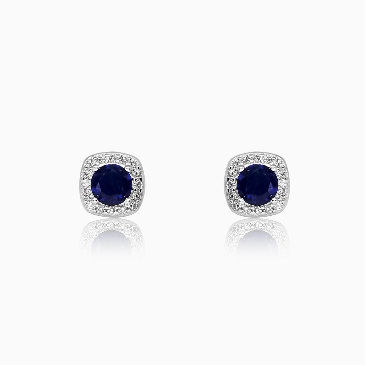 Silver Sparkling Grandeur Sapphire Blue Earrings