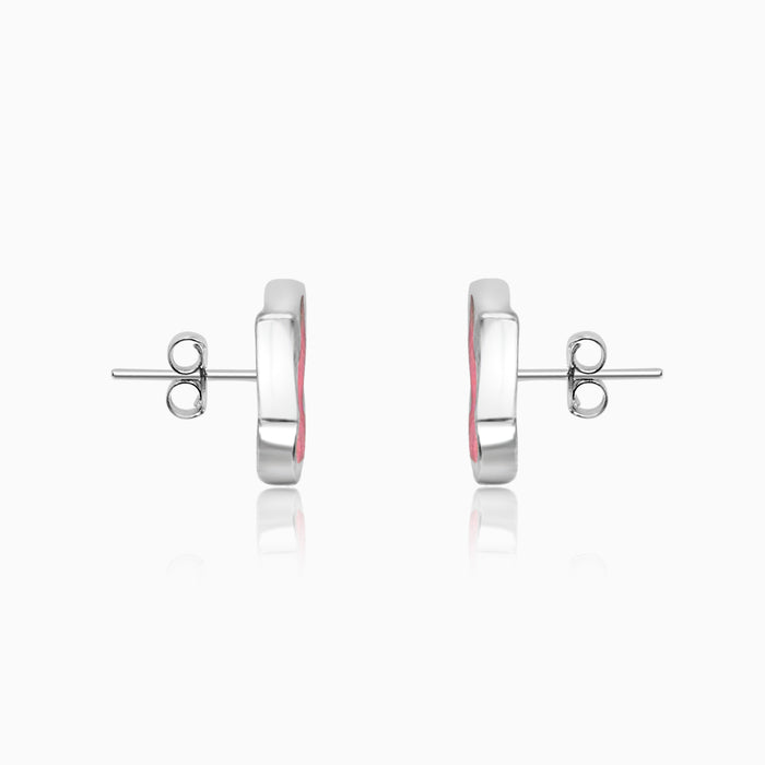 Silver Pink Butterfly Earrings