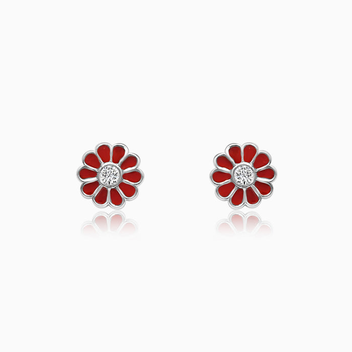 Silver Sparkling Vibe Flower Earrings