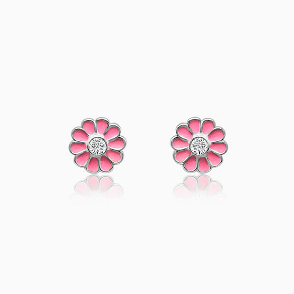 Silver Sparkling Vibe Flower Earrings
