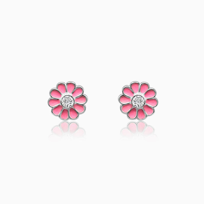 Silver Sparkling Vibe Flower Earrings