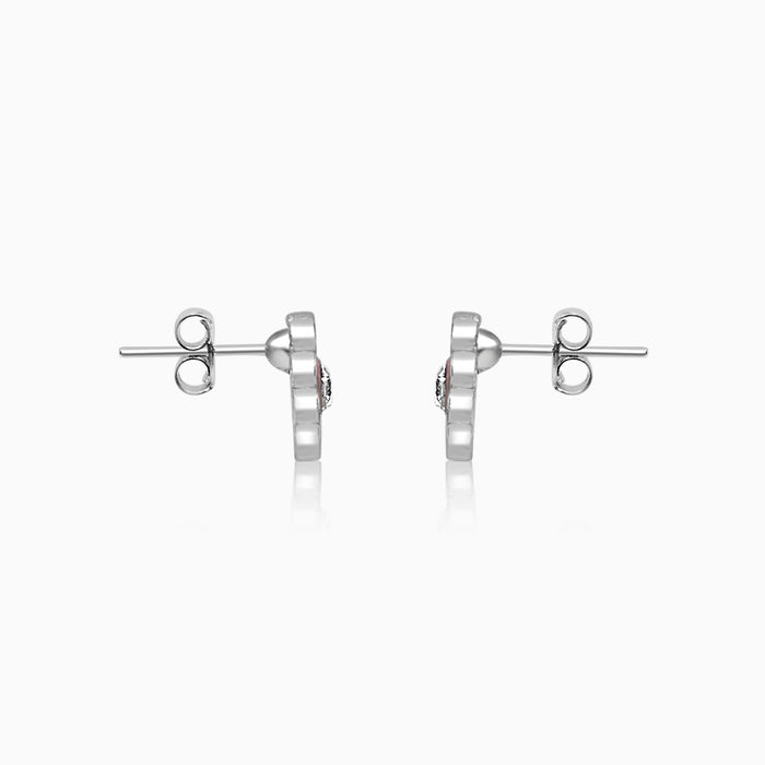 Silver Sparkling Vibe Flower Earrings