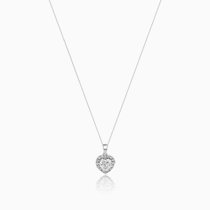 Silver Sparkling Grandoise Heart Solitaire Pendant