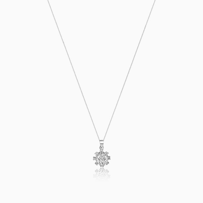 Silver Lucid Solitaire Flower Pendant