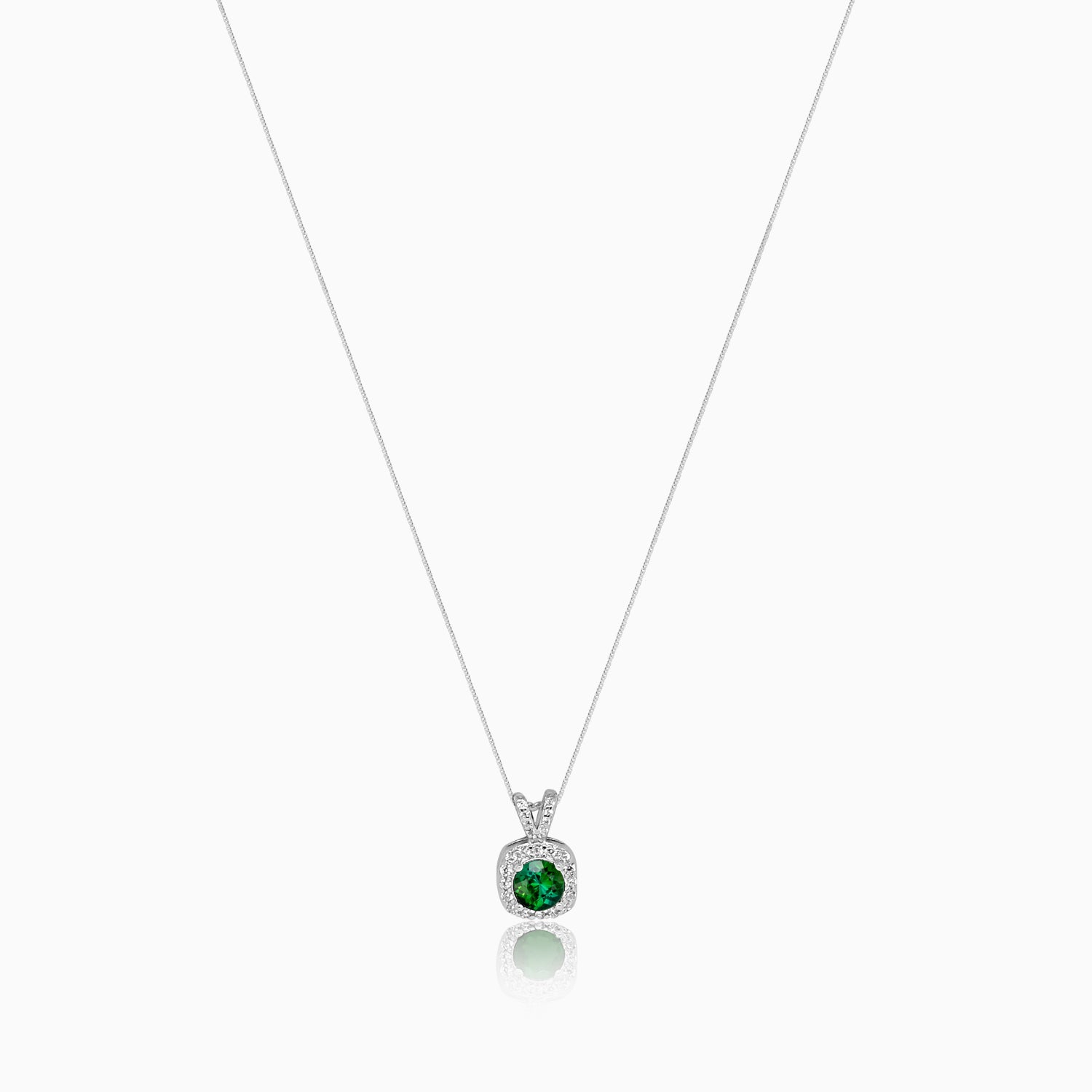 Silver Sparkling Grandeur Emerald Green Pendant