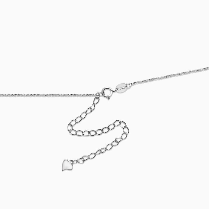 Silver Sparkling Grandoise Cube Solitaire Necklace