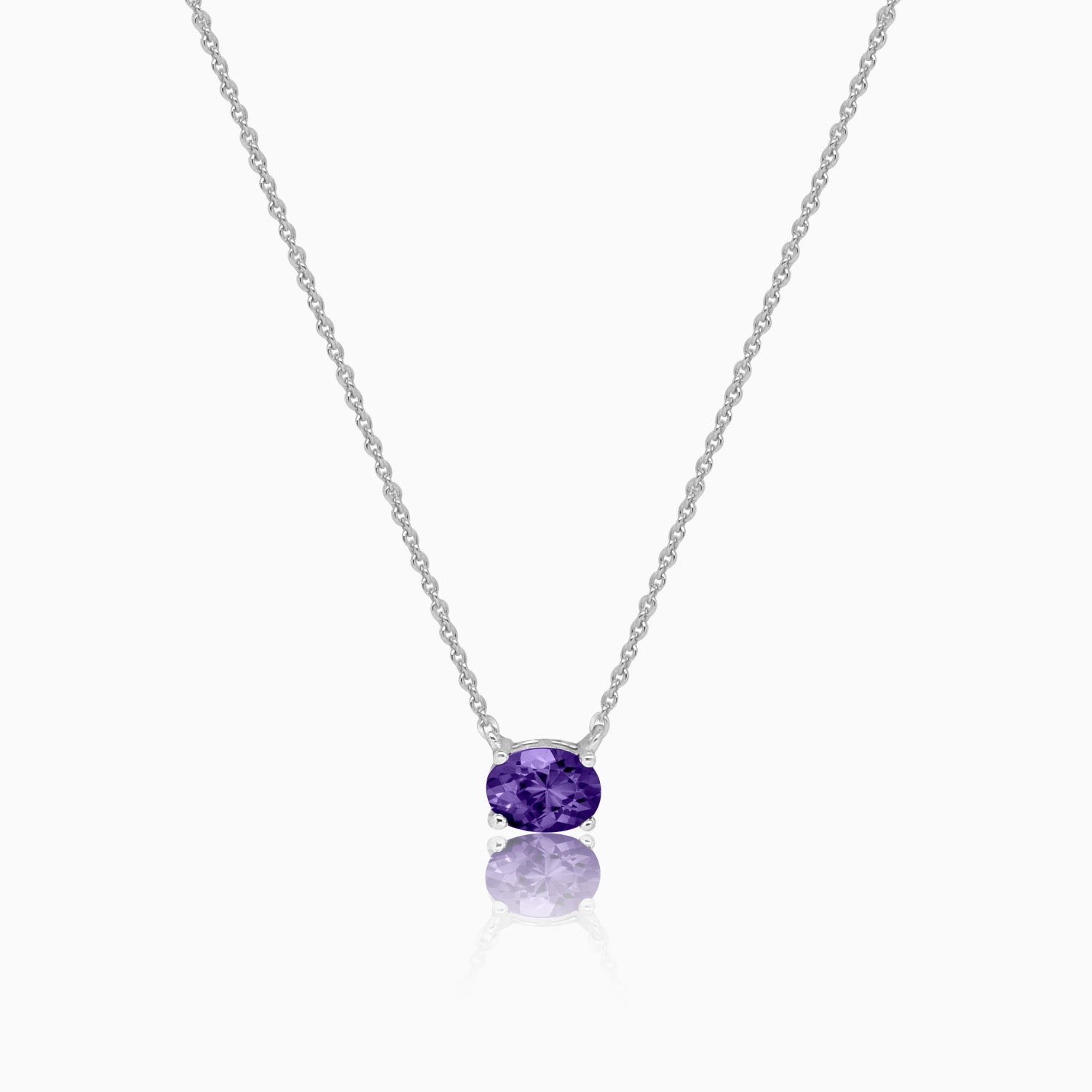 Silver Amethyst Purple Necklace