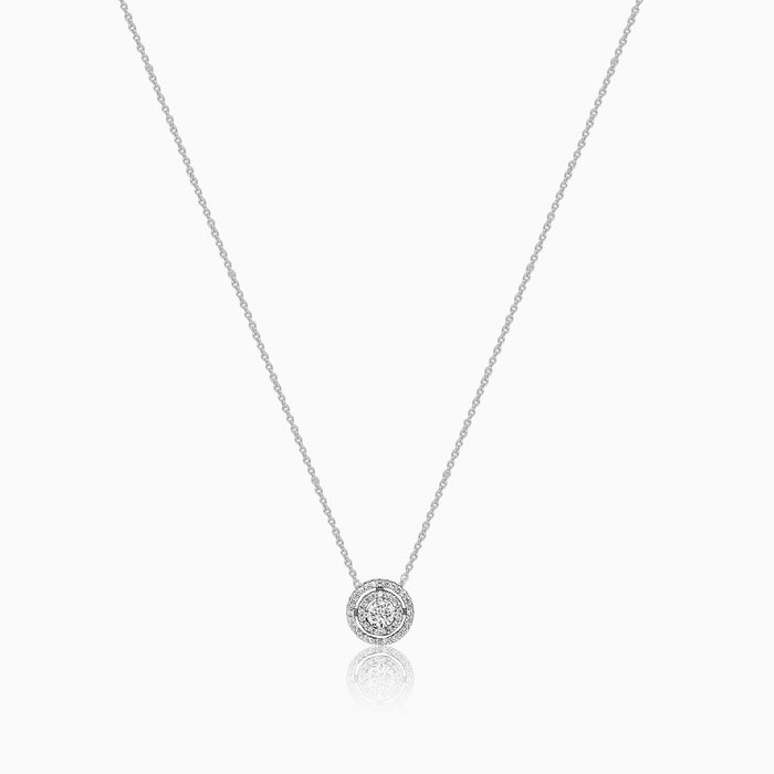 Silver Sparkling Two Row and Center Necklace 44cm + 5cm