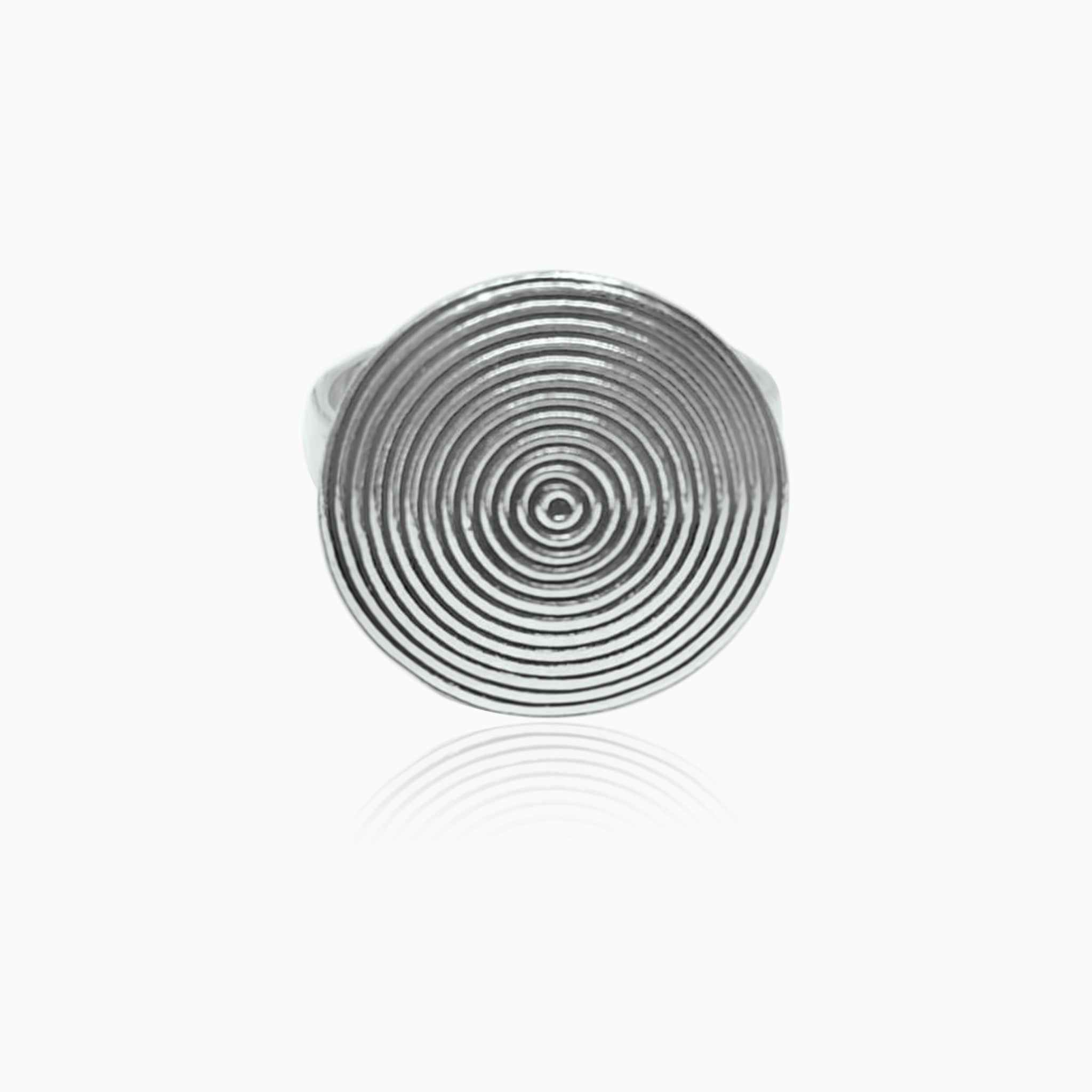 Silver Hypnotic Round Adjustable Ring