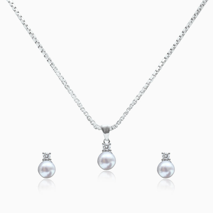Silver Epitome Pearl Pendant Set