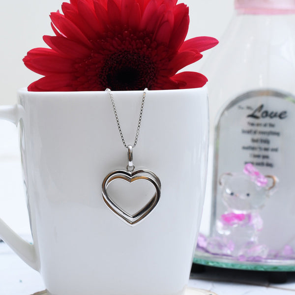 Silver Love Heart in Heart Pendant