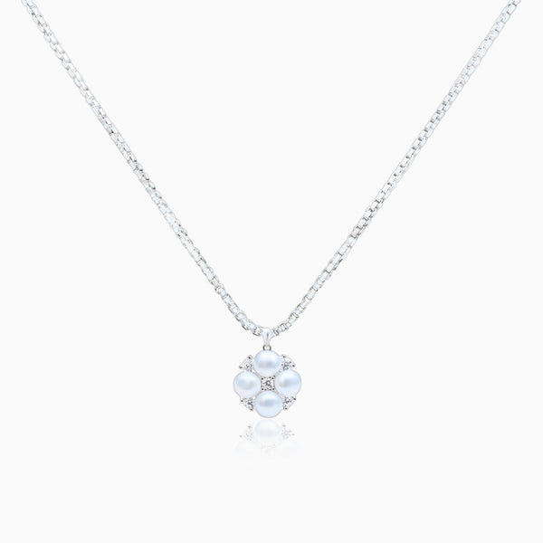 Silver Sparkling Quad Pearl Pendant