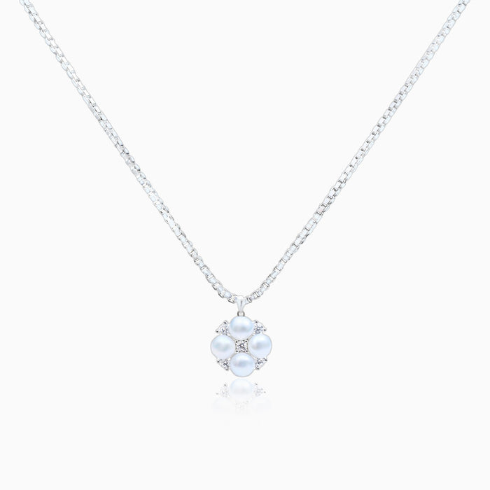 Silver Sparkling Quad Pearl Pendant