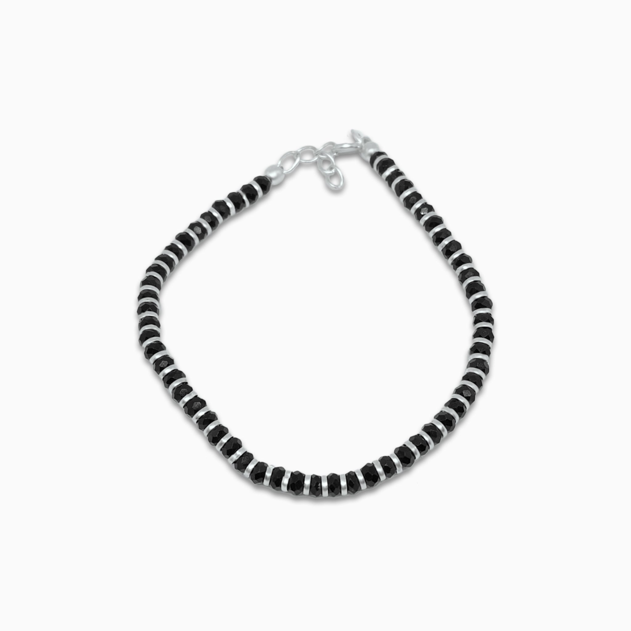 Silver Black Onyx Beads Bracelet