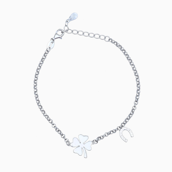 Silver Heart Flower Bracelet