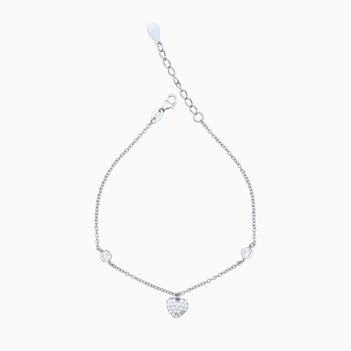 Silver Heart Lock Zircon Bracelet