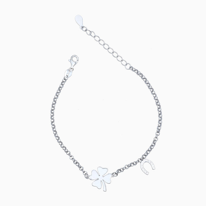 Silver Heart Flower Bracelet