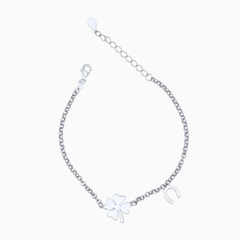 Silver Heart Flower Bracelet
