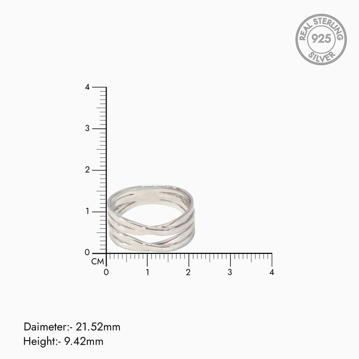 Silver 4 Line Unisex Ring